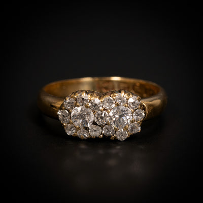 Antieke gouden ring met clusters van diamant - #1