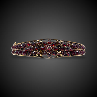 Antique bangle with Bohemian garnets - #1