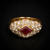 Vintage Mauboussin ring met robijn en diamant