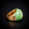 Vintage gold ring with big cabochon cut jade