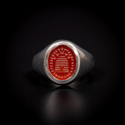 Platinum signet ring with cornelian and beehive - #1