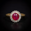 Antique cluster ring with ruby ​​and diamonds