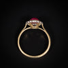 Antique cluster ring with ruby ​​and diamonds