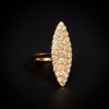 High carat gold ring with old cut diamonds