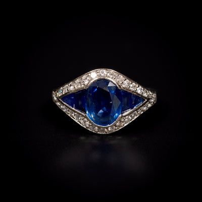 Vintage ring platinum and sapphire - #1