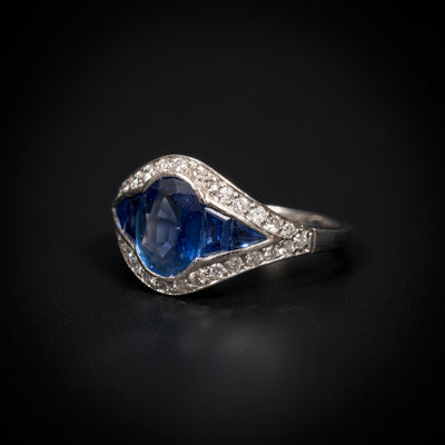 Vintage ring platinum and sapphire - #2