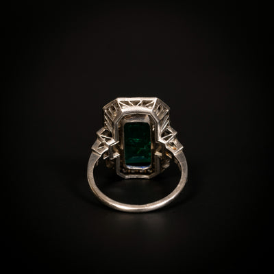 Art Deco ring with emerald and diamond - #3