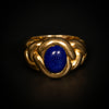 Gouden gevlochten ring met lapis lazuli