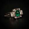 Platinum ring with sugarloaf emerald and diamonds - #4