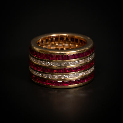 Gold eternity ring with rubies and diamonds - #1