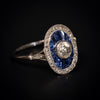 Art Deco ring with diamonds and sapphires