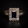 Gold and platinum ring with sapphire and diamonds