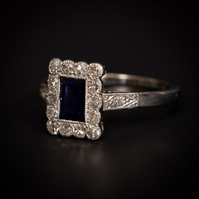 Gold and platinum ring with sapphire and diamonds - #3