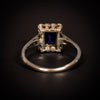 Gold and platinum ring with sapphire and diamonds