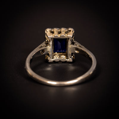 Gold and platinum ring with sapphire and diamonds - #2