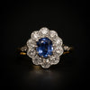 Cluster ring with diamond and blue sapphire - #1