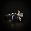 Art Deco buckle ring with sapphire and diamonds - #2