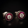 Earrings, white gold with rubies and diamond