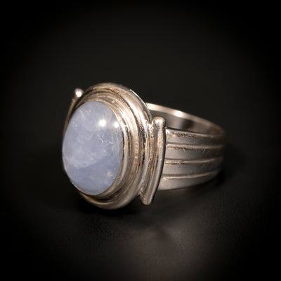 White gold ring with star sapphire - #2