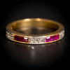 Diamond and ruby half eternity ring