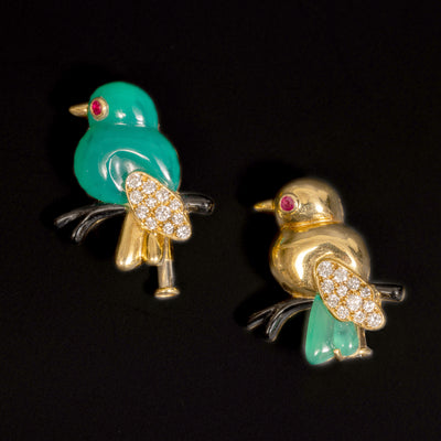 Set Cartier broches, vogeltjes op tak - #1