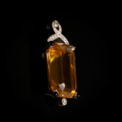 Art Deco pendant with citrine, onyx and diamonds - #2