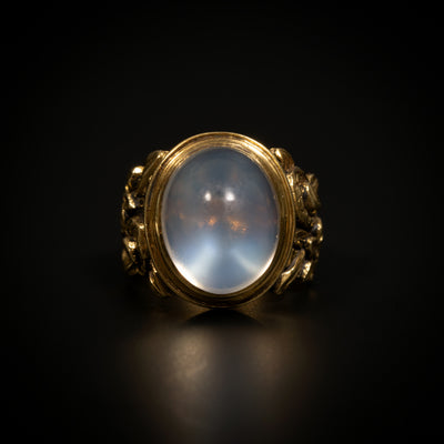 Antique ring with cabochon moonstone - #1