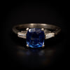 Platinum ring with sapphire and diamonds