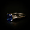 Platinum ring with sapphire and diamonds