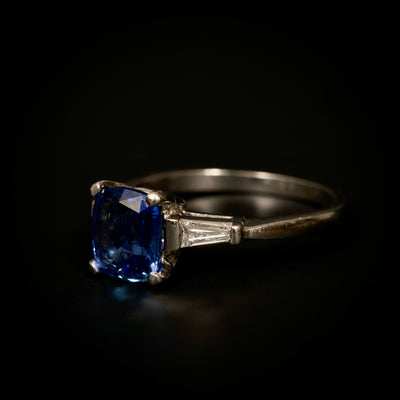 Platinum ring with sapphire and diamonds - #2