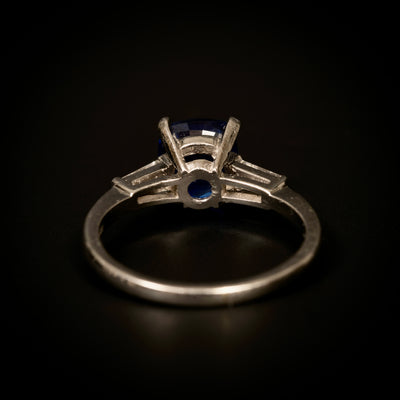 Platinum ring with sapphire and diamonds - #3