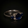 White gold ring with sapphires and diamonds