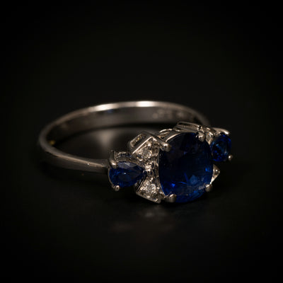 White gold ring with sapphires and diamonds - #2