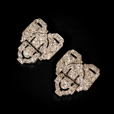 Platinum double brooch with diamonds - #2