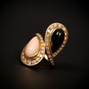 Vintage ring with diamond, onyx and coral - #3