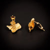 Flower shaped vintage gold earrings - #4