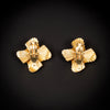 Flower shaped vintage gold earrings - #3