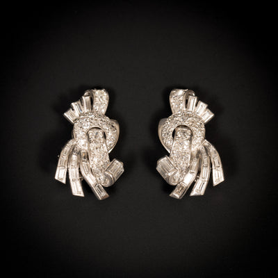 Platinum earrings with various diamonds - #1