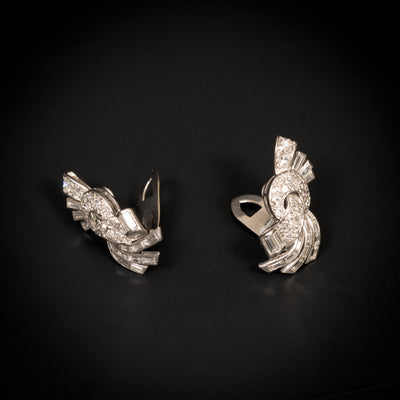 Platinum earrings with various diamonds - #2