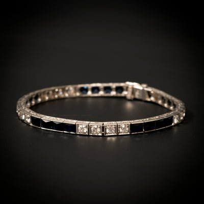 Art Deco bracelet with diamond and sapphire - #2