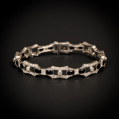 Art Deco bracelet with onyx and diamonds - #1