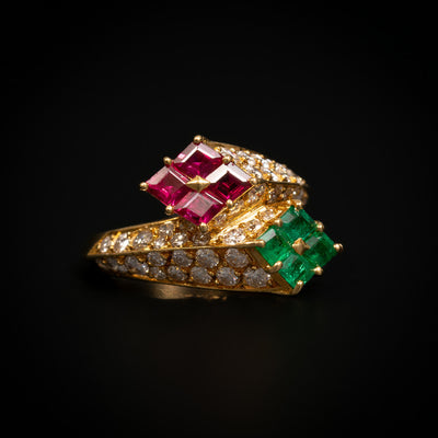 Vintage FRED ring with rubies, emeralds and diamonds - #1