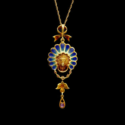 Art Nouveau pendant with enamel, pearls and rubies - #2