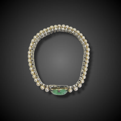 Bracelet with jade, enamel and cultured pearls - #2