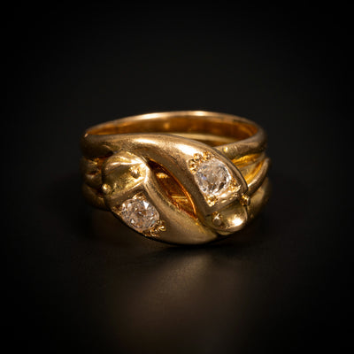 Antique snake ring with diamonds - #1