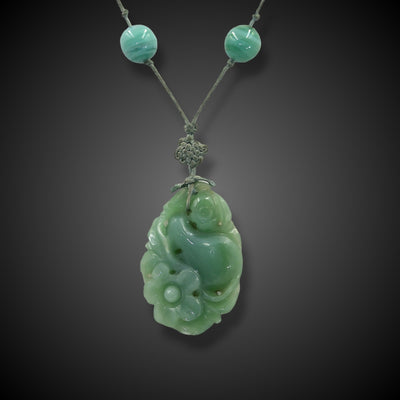 Antique Chinese necklace with jade and glass - #1