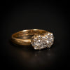 Antique gold ring with diamond clusters