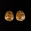 Vintage gold tiger eye and diamond earrings - #1