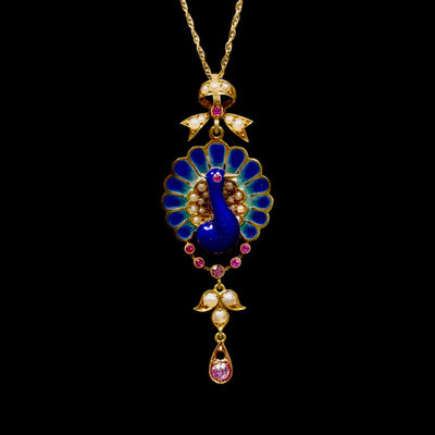 Art Nouveau pendant with enamel, pearls and rubies - #1