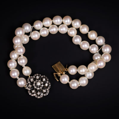 Pearl bracelet with diamond clasp - #2